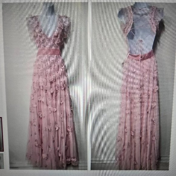 NWT MAC DUGGAL EMBROIDERED EMBELLISHED LACE UP LONG FLORAL LONG GOWN 14 93692 - Picture 4 of 5